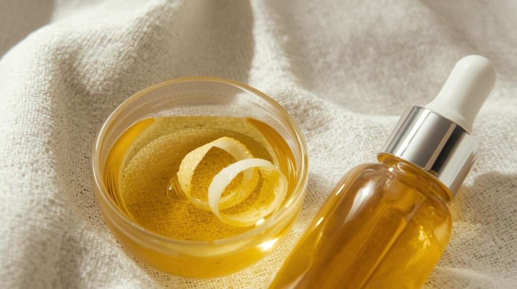 Citrom illóolaj hígítása hordozóolajban bőrápoláshoz